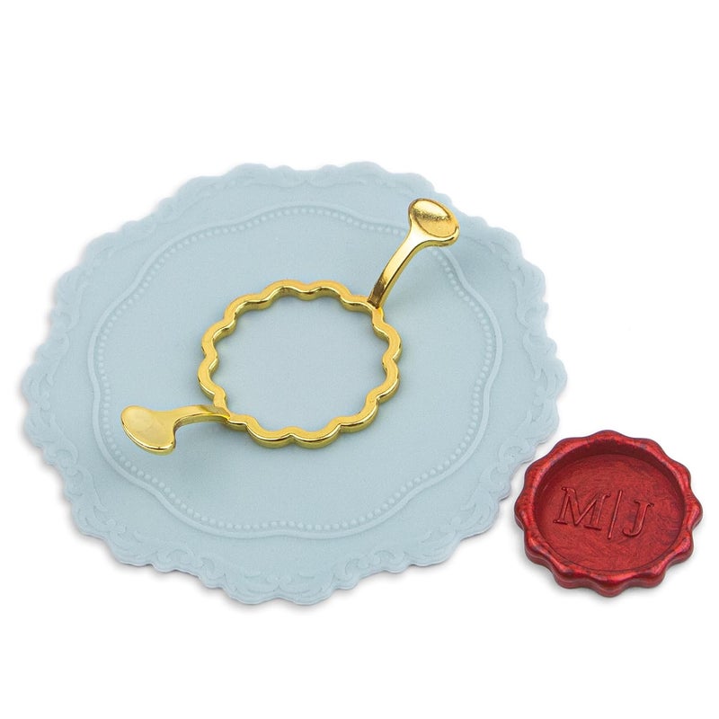 krastmon Metal Petal Shaped Wax Seal Stamp Mold with Silicone Waxing Mat for DIY Craft, Envelopes, Gifts and Wine Packaging, Gold - Image 1